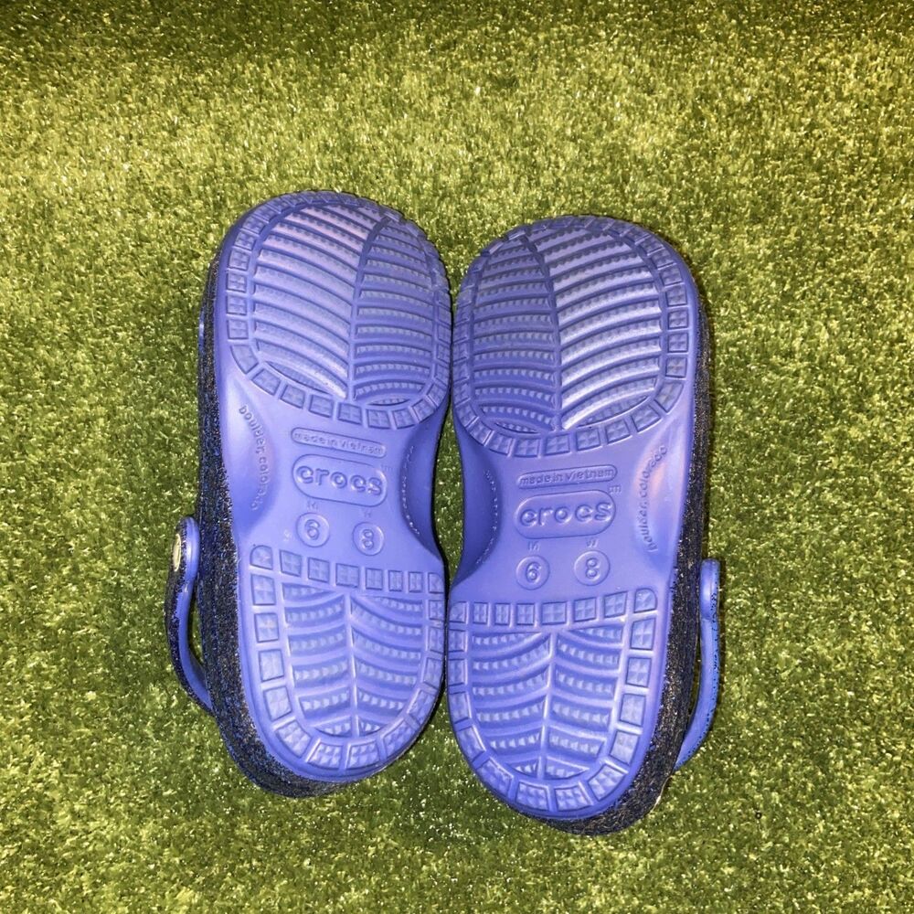 Disney Parks Sorcerer Mickey Make a Wish Blue Glitter Crocs Men’s 6 Women’s 8 - Picture 8 of 9